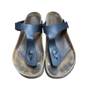 Birkenstock Gizeh Matte Black Thong Sandals Size EU 39 Slip On Buckle Comfort